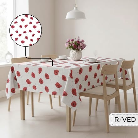 Raved Tafelzeil – 140 cm x 200 cm – Klaprozen Rood – PVC – Afwasbaar