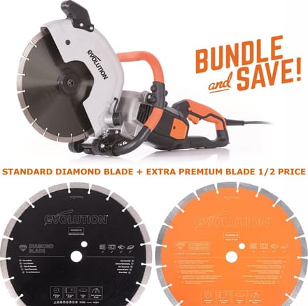 EVOLUTION - COMBOPACK R300DCT + PREMIUM DIAMANTBLAD - DIA 300 MM - 2400W - 11KG