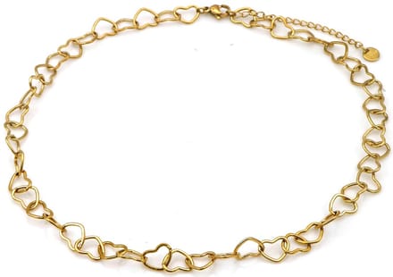 Ketting - RVS - hartjes - goudkleurig - 40-45 cm