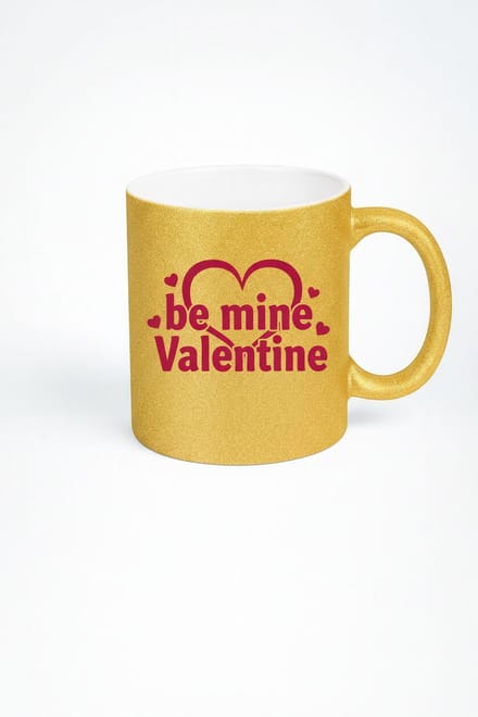Valentijn Mok Goud Glitter 'Be Mine Valentine' - Romantisch Keramisch Cadeau voor Liefde