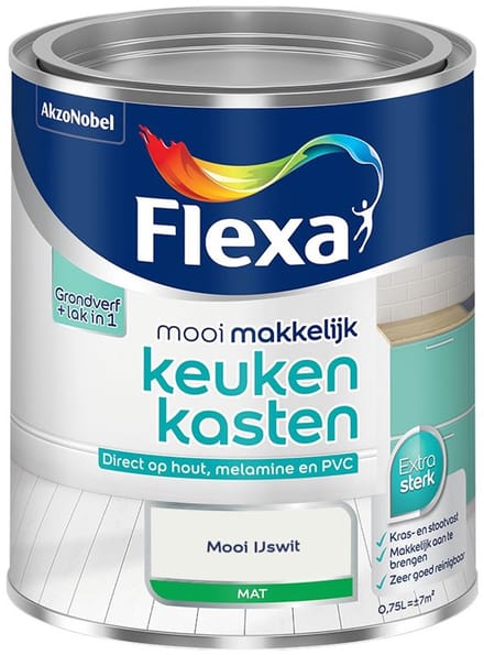 Flexa - Mooi Makkelijk Keukenkasten Mat - Mooi Ijswit - Mengverf - 750 Ml