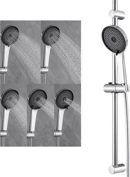 Auralum MAX Doucheset met Handdouche - 70 cm Glijstang - 5 Standen - Doucheslang 150 cm - Waterbesparend - Chroom