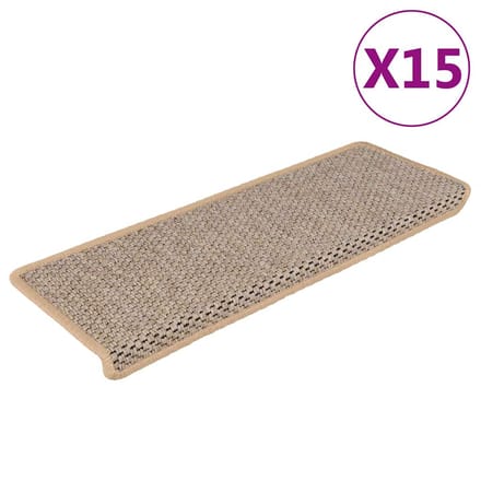 vidaXL - Trapmatten - zelfklevend - 15 - st - sisal-look - 65x21x4 - cm - lichtbeige
