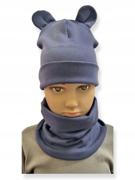 Dartomik Set - Babymuts en Sjaal - Met Oren - Blauw - Maat 52-56