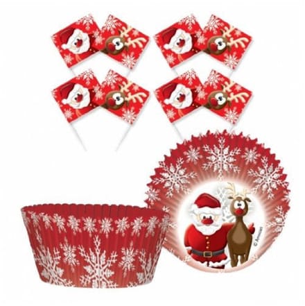 48-delige muffinvormpjes set met kerstman en rendieren