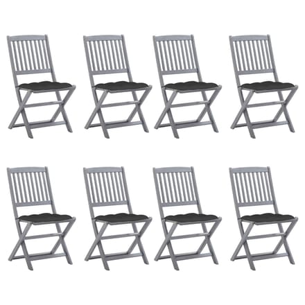 vidaXL - Inklapbare - stoelen - 8 - st - met - kussens - massief - acaciahout