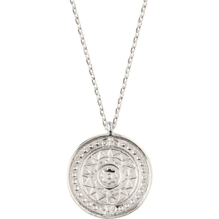 Orelia ketting kort met ingegraveerd muntje zilverkleurig - 46 cm