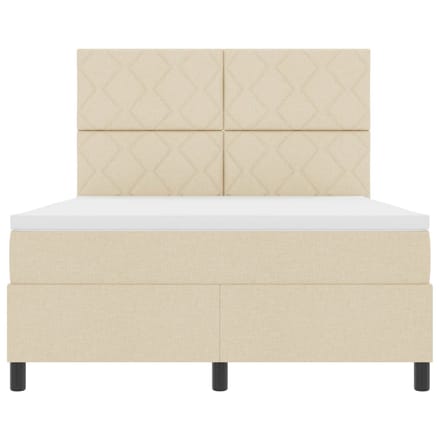 vidaXL - Boxspring - bed - met - LED-stripverlichting - Crème - 160 - x - 200 - cm - Stof