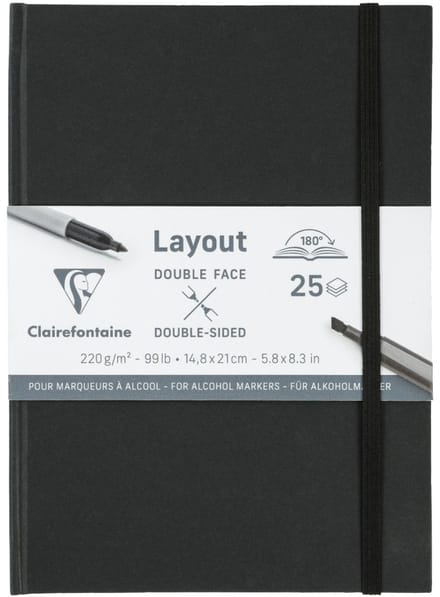 LAYOUT BOEK DUBBELZIJDIG A5 25BL 220 GR ZWART