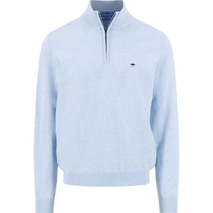 Fynch Hatton - Half zip trui - Heren - L - Licht blauw - Katoen - 1613-215