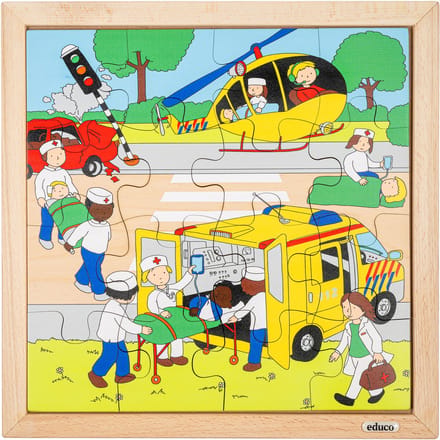 Actiepuzzel 34x34cm Ongeval 16 stukjes - Educo - Educatief speelgoed