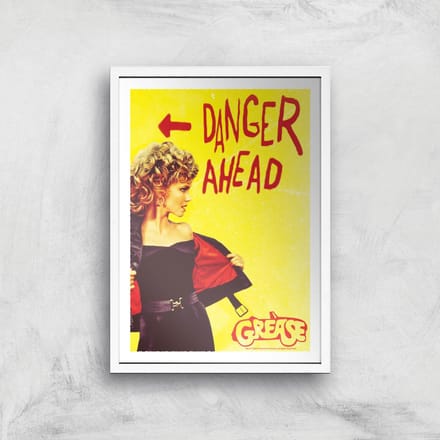 Grease Danger Road Giclee Art Print - A4 - White Frame
