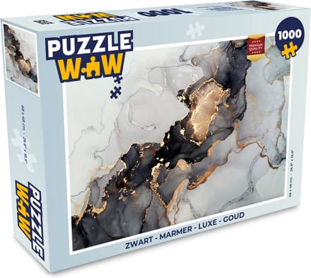 Puzzel Zwart - Marmer print - Luxe - Goud - Legpuzzel - Puzzel 1000 stukjes volwassenen