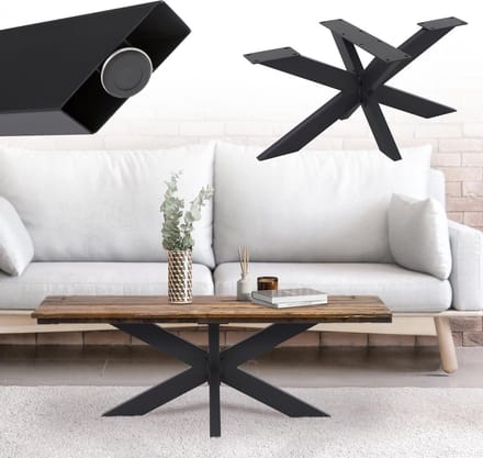 ML-Design Spider tafelonderstel meubelpoten 98x58x43 cm zwart staal X-design kruisonderstel heavy-duty metalen tafellopers geschikt voor DIY eettafel industrieel design eenvoudige montage voor wand- of vloerbevestiging