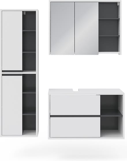 Vicco Badkamermeubel set Viola, Wit, 3-delig