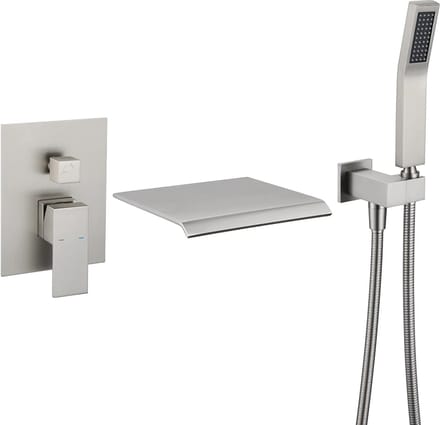 WEBO Deluxe inbouw badkraan met handdouche complete set - RVS - watervalontwerp - twee-knop bediening complete set