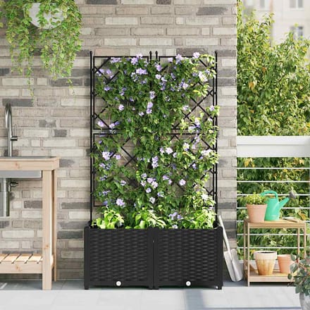 vidaXL - Plantenbak - 2 - st - Zwart - 80 - x - 40 - x - 143 - cm - PP