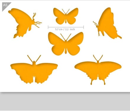 QBIX Vlinder Sjabloon A5 Formaat Kunststof - Middelste vlinder is 5,7cm breed