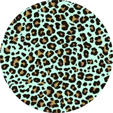 Vinyl | Vloerkleed vinyl rond | Panter aqua | 95 cm Rond