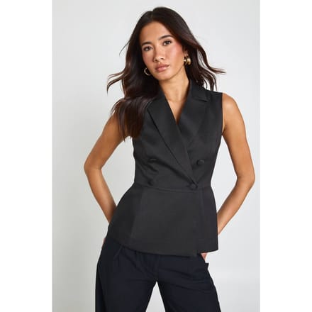 boohoo Dames Getailleerd Peplum Gilet | Zwart | Maat: 36