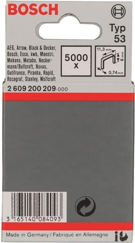 Bosch Accessories 2609200209 Nieten met fijn draad Type 53 5000 stuk(s) Afm. (l x b) 6 mm x 11.4 mm
