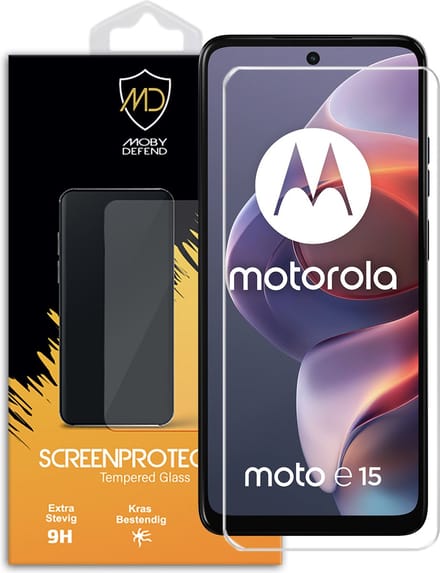 MobyDefend Screenprotector - Geschikt voor Motorola Moto E15 - Case-Friendly Screensaver - Gehard Glas