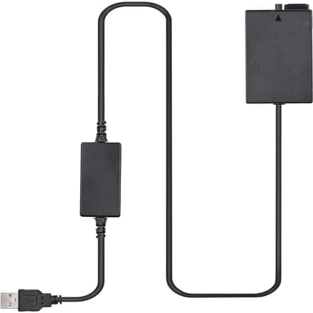 Andoer DR-E8 USB Power Kit AC-adapter Vervangende DC-koppeling Dummy-batterij Enkele USB-ingang zwart