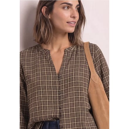 Blouse met 3/4-mouwen, split in de hals en print