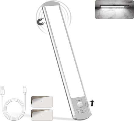 Draadloze Kastverlichting - Bewegingssensor Lamp - Extra Verlichting - Oplaadbaar Dimbaar - 24 cm Lengte - Grijs