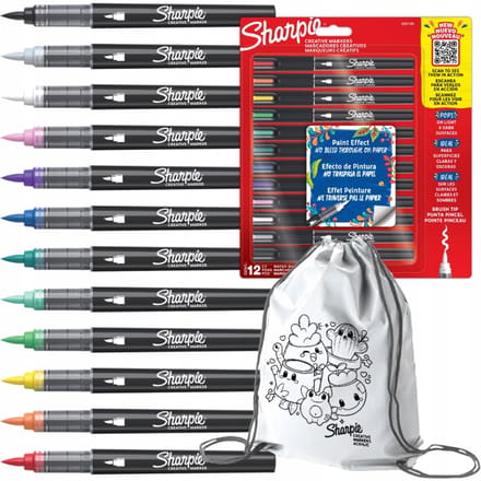 Sharpie Creative Marker Acrylic Paint Pens | Brush-Tip Water-Based Paint Markers | Assorted Colours | 12 Count