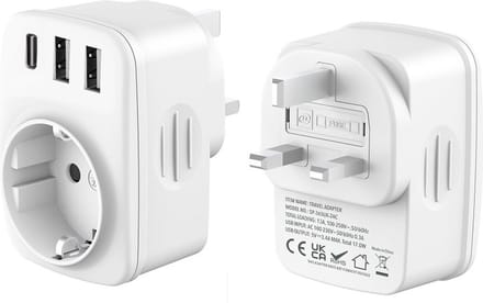 BSTNL Reisstekker Engeland/UK - Wereldstekker Type G - 3 USB-Poorten - USB-C & 2x USB-A - Wit