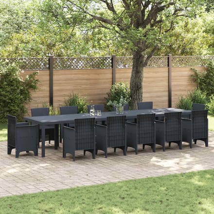vidaXL Tuinstafel Antraciet 400 x 100 x 73 cm poly rattan