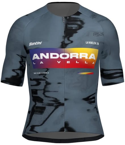 Santini La Vuelta Andorra 2026 Korte Mouw Wielertrui Grijs S Man