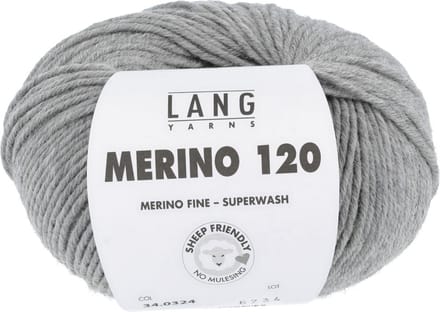Lang Yarns Merino 120 - 324 grijs gemêleerd - Merinowol Garen