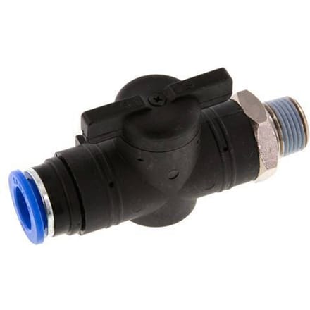 12 mm - R3/8'' Kunststof/Messing rechte 2-Weg Kogelkraan