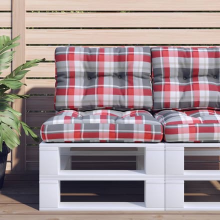 vidaXL - Palletkussens - 2 - st - stof - ruitpatroon - rood