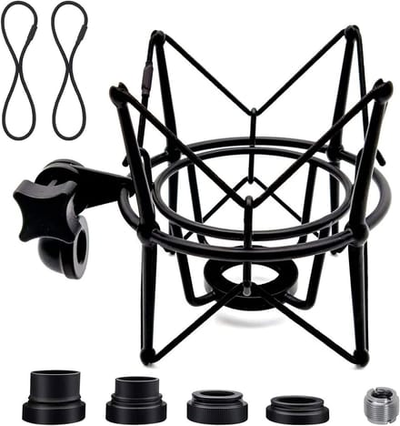 Microfoon Schokdemper - Microfoon Houder - Opname Stabiliseren - Universele Compatibiliteit - 5/8 tot 3/8 Adapter - Zwart