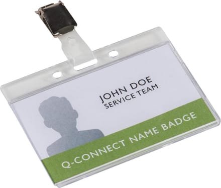 Q-CONNECT badge met clip 85 x 54 mm doos van 10 stuks