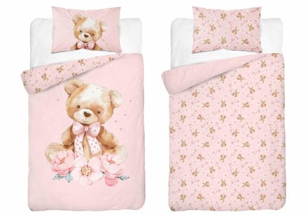 Teddy Beer Dekbedovertrek Ledikant 100x135 Katoen Duurzaam 2in1 Junior Teddy Bear