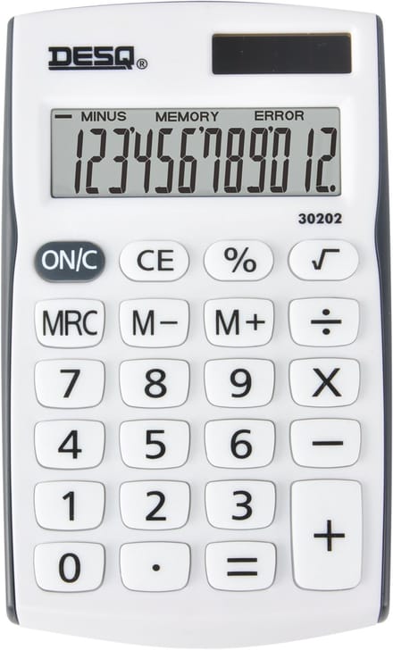 DESQ® | Mobile Rekenmachine | 12 Cijfers | Wit | New Generation