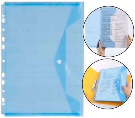 Transparante Blauwe A4 Map met Sluiting voor Ordner