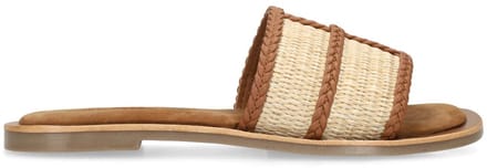 Sacha - Dames - Cognac raffia slippers - Maat 36