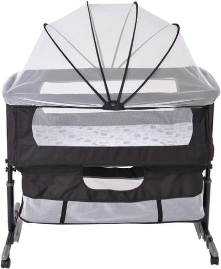 Verstelbaar Babybed: Veilige Co-Sleeper met Opbergmand en Wieltjes