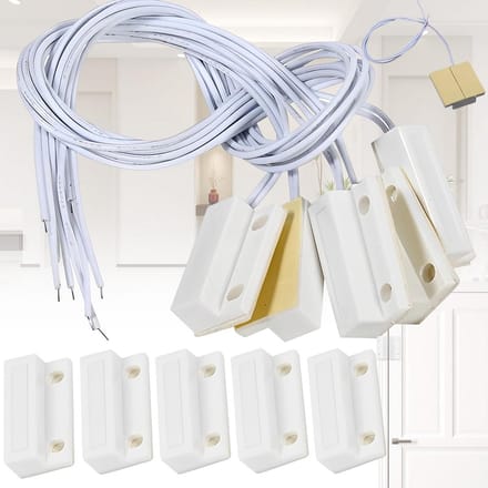 Set van 5 Opbouw Magnetische Contacten voor Deur en Raambeveiliging Wit