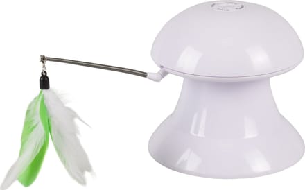 Flamingo - Elektronisch Kattenspeelgoed Laser met Veren - Wit - 18 x 18 x 17 cm