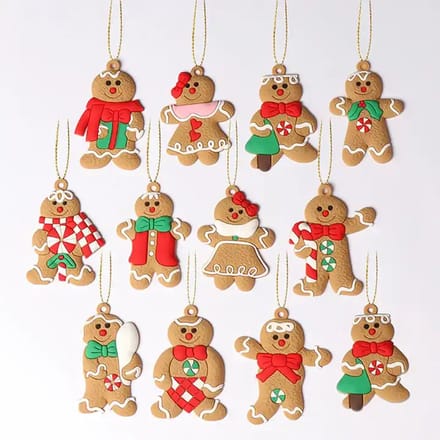 Without Lemon - Set van 12 - Gingerbread Ornament - Kerst Hangers - Kerst Versieringen - Kerstboom Versiering - Kunststof - Set B