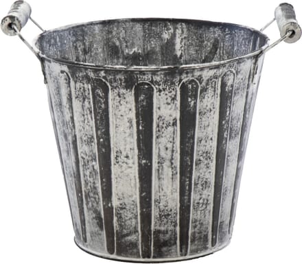 Mega Collections Emmer/plantenpot/bloempot - zink - antraciet/grijs - D11 x H10 cm