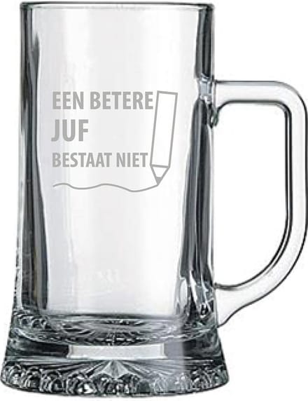 Gegraveerde bierpul 50cl een betere juf bestaat niet