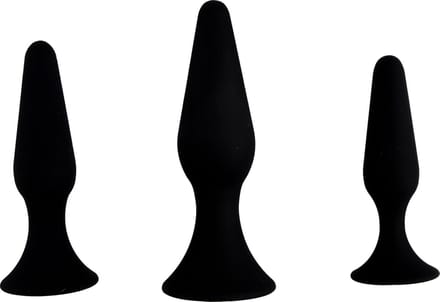 Hands Free Anaal Plug - Set van 3 - Zwart