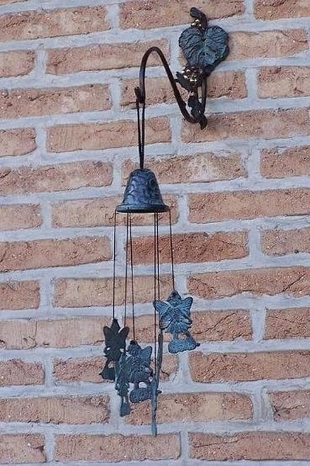 Beeld brons - Windgong met elfjes - 30 cm hoog - Bronzartes